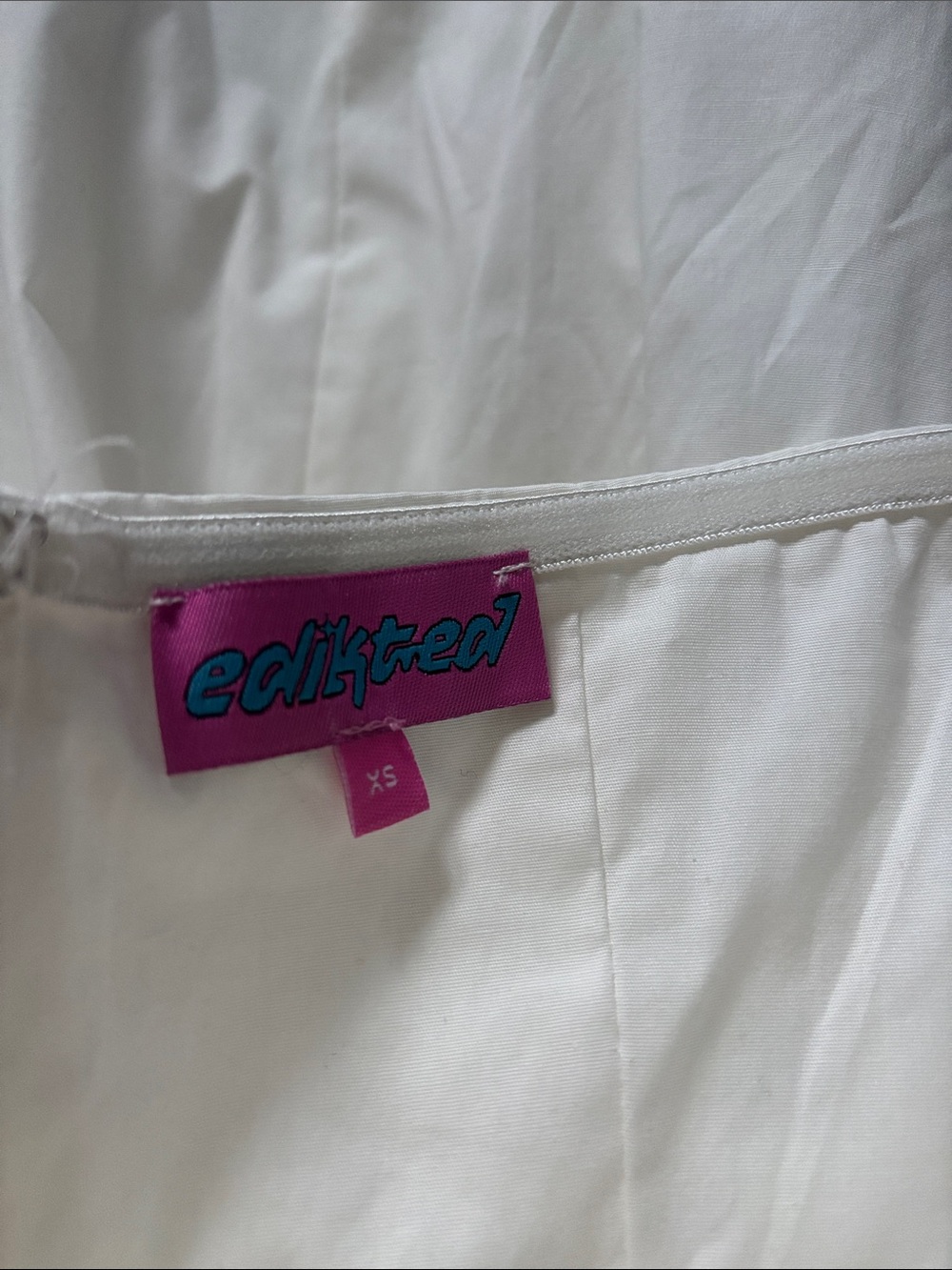 Edikted White Strapless Dress with Pink Ribbon Trim - Picture 3 of 3